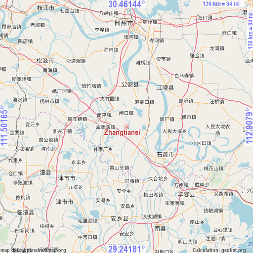 Zhangtiansi on map