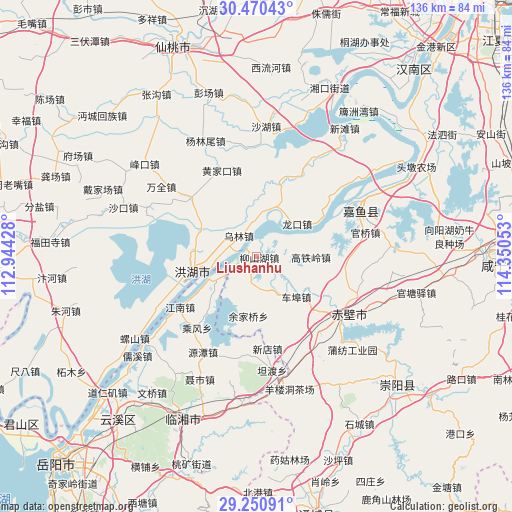 Liushanhu on map