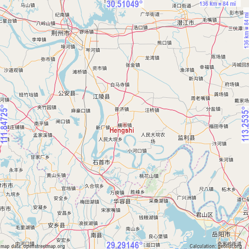 Hengshi on map