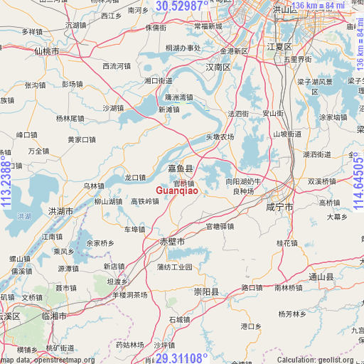 Guanqiao on map