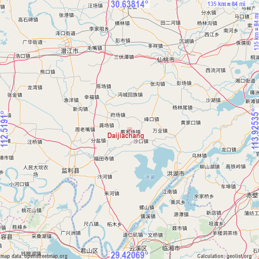 Daijiachang on map