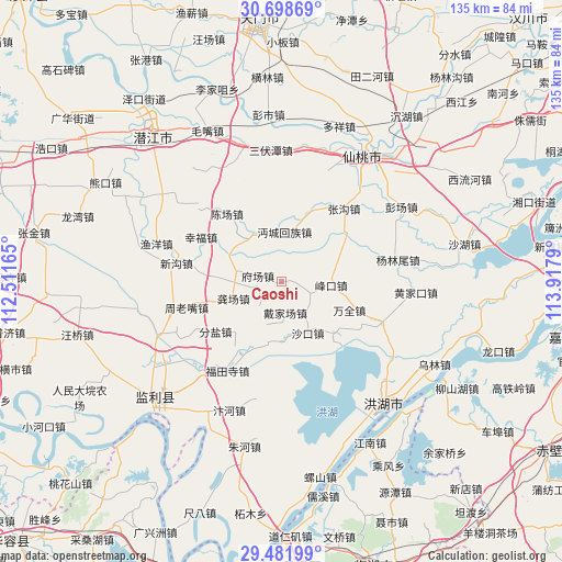 Caoshi on map