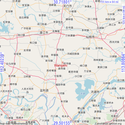 Wangshi on map