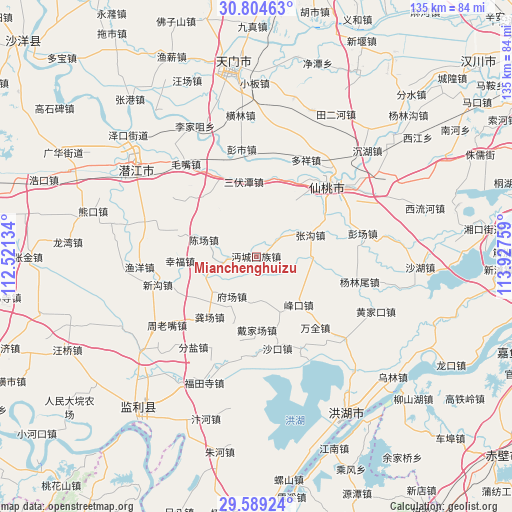 Mianchenghuizu on map