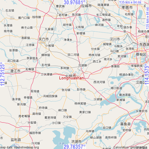 Longhuashan on map