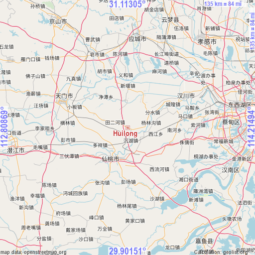 Huilong on map