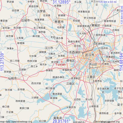 Yuxian on map