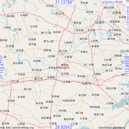 Henglin on map