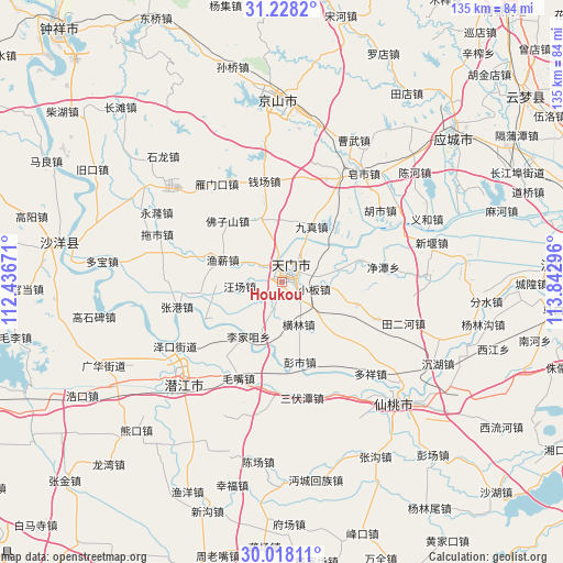 Houkou on map