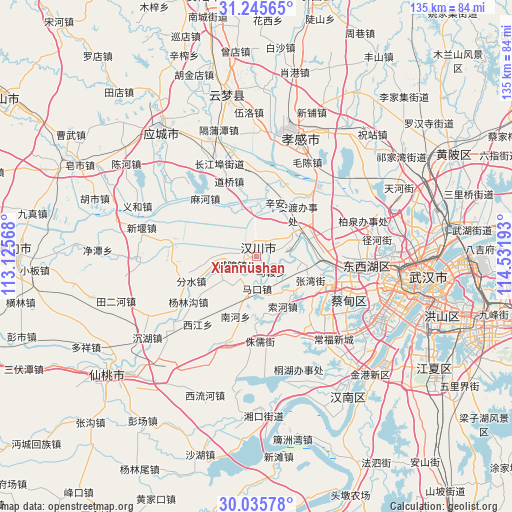 Xiannüshan on map