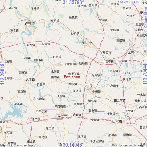 Fozishan on map