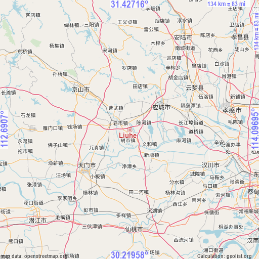 Liuhe on map