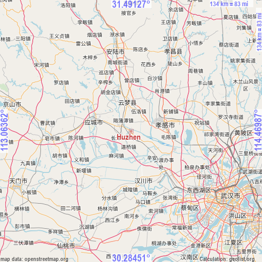 Huzhen on map
