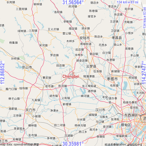 Chengbei on map