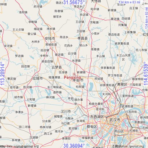 Pengxing on map