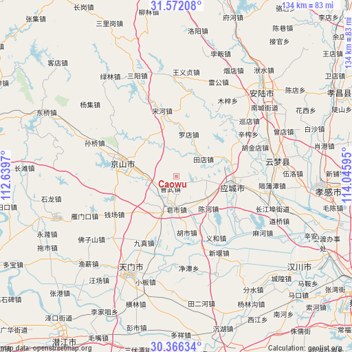 Caowu on map