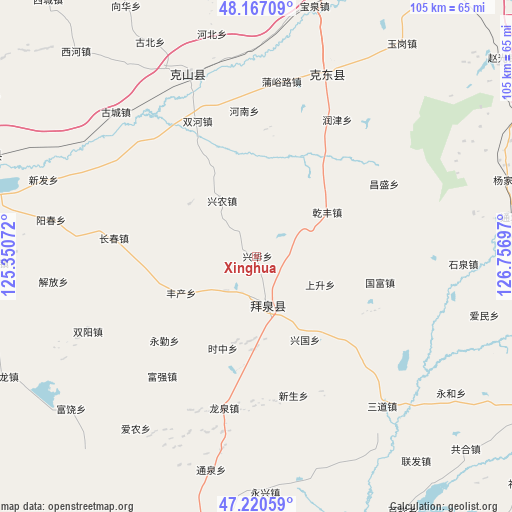 Xinghua on map