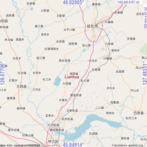 Lianhua on map