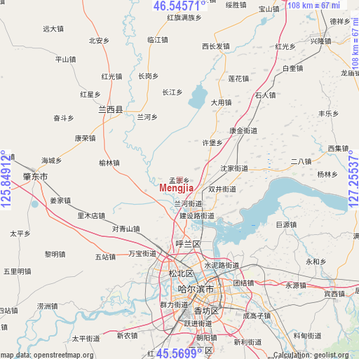 Mengjia on map