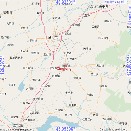 Xinglong on map