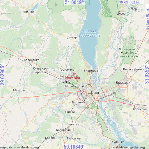 Horenka on map