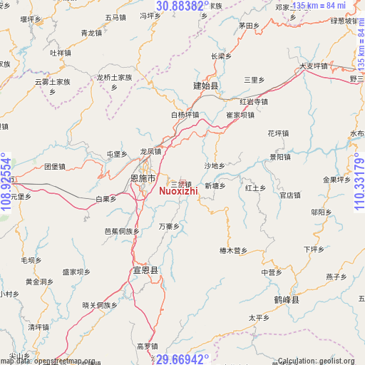 Nuoxizhi on map