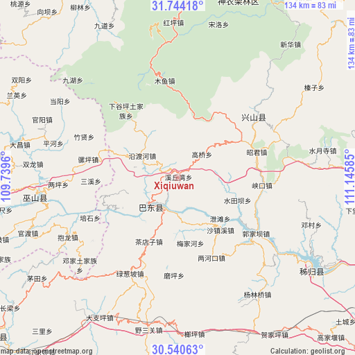 Xiqiuwan on map