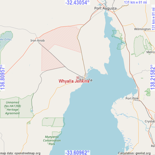 Whyalla Jenkins on map