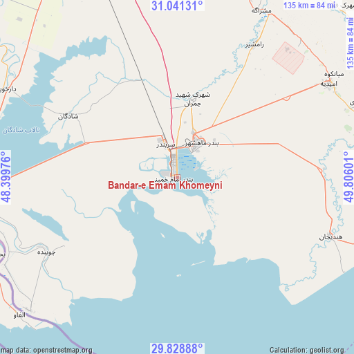 Bandar-e Emam Khomeyni on map