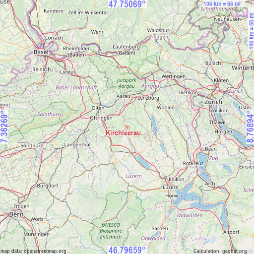 Kirchleerau on map