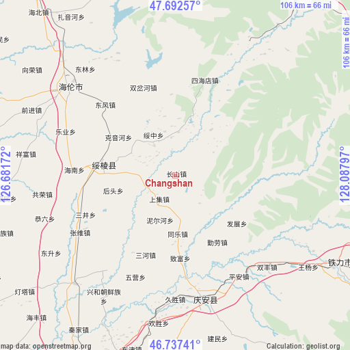 Changshan on map