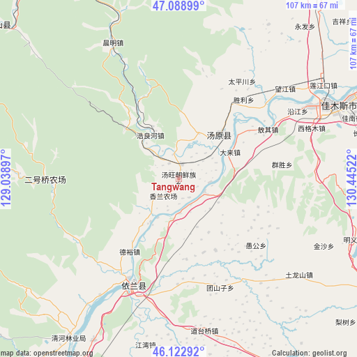 Tangwang on map