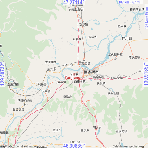 Yanjiang on map