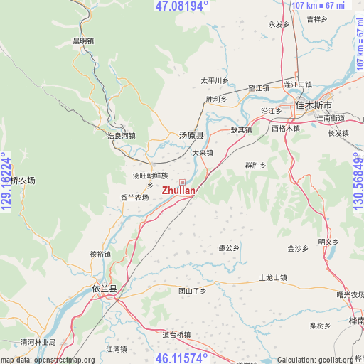 Zhulian on map