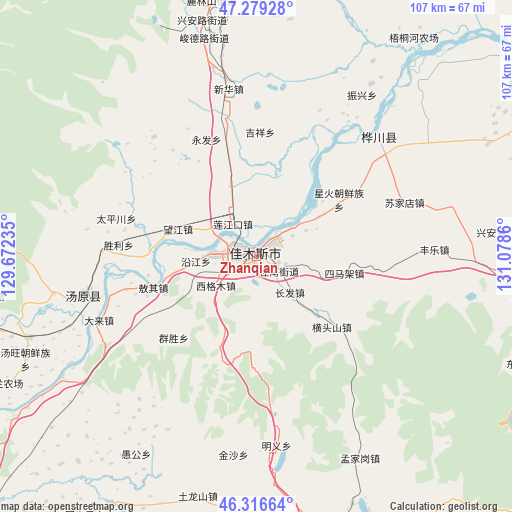 Zhanqian on map