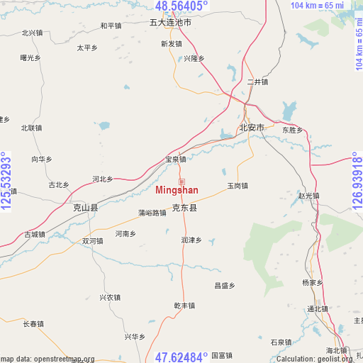 Mingshan on map