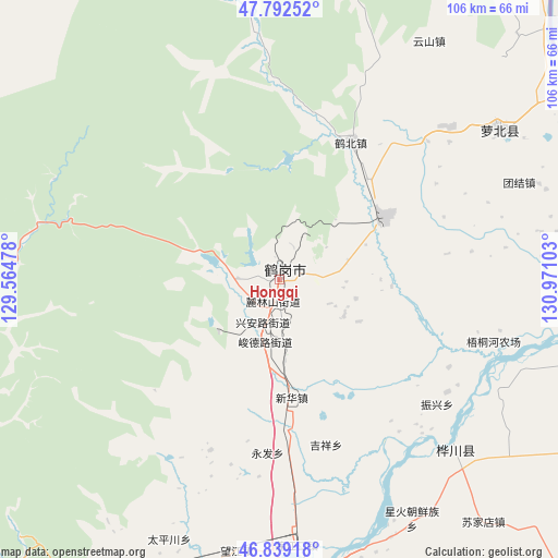 Hongqi on map