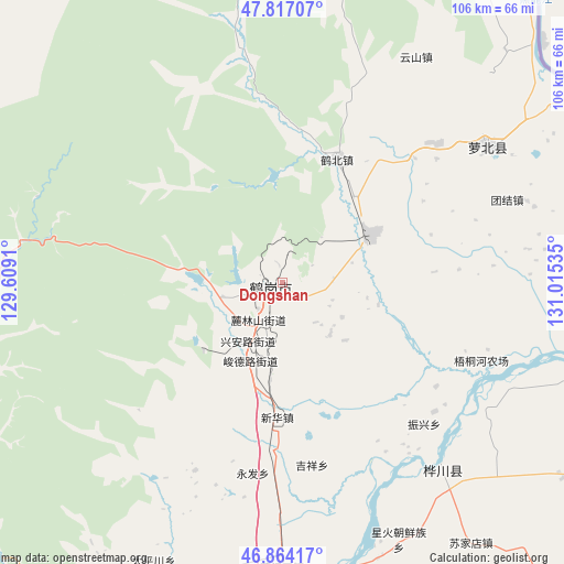 Dongshan on map