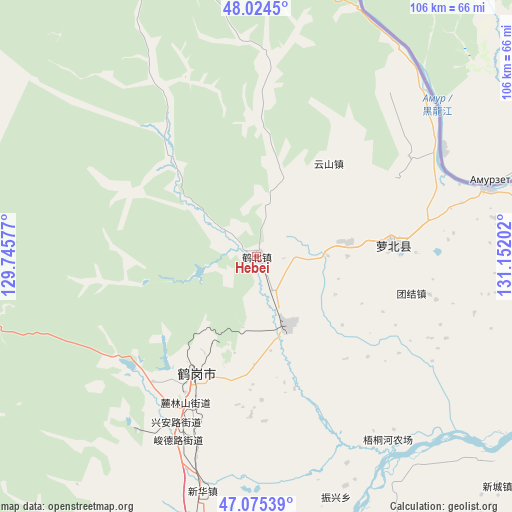 Hebei on map