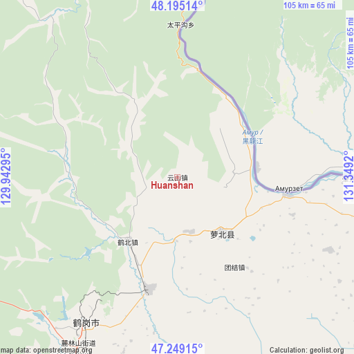 Huanshan on map