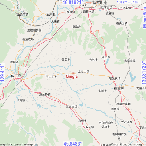 Qingfa on map