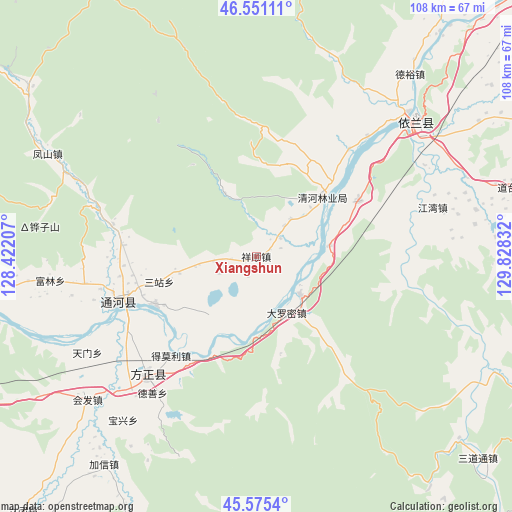 Xiangshun on map