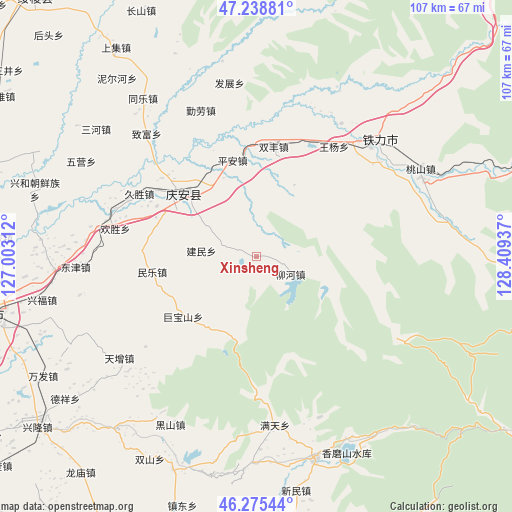 Xinsheng on map