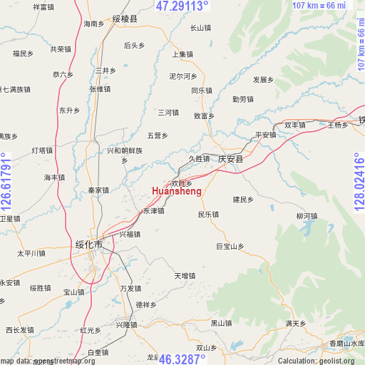 Huansheng on map