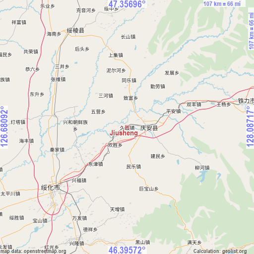 Jiusheng on map