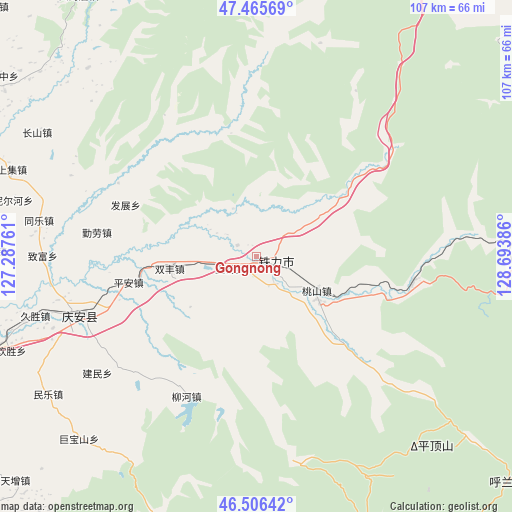 Gongnong on map