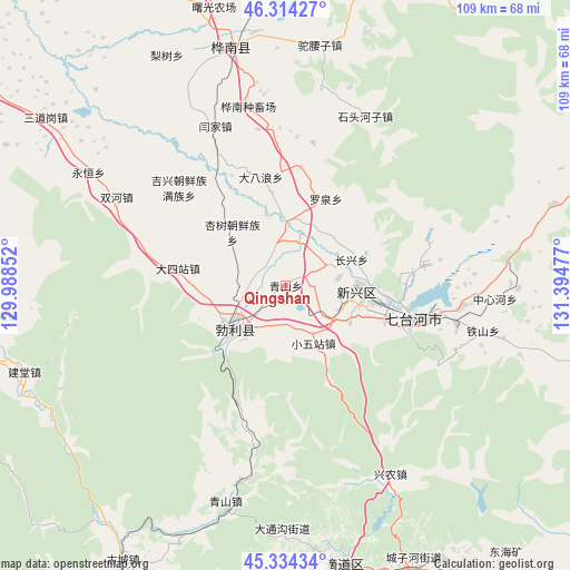 Qingshan on map