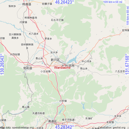 Wanbaohe on map