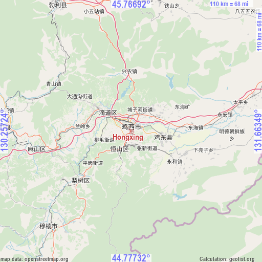 Hongxing on map