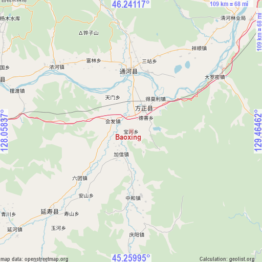 Baoxing on map
